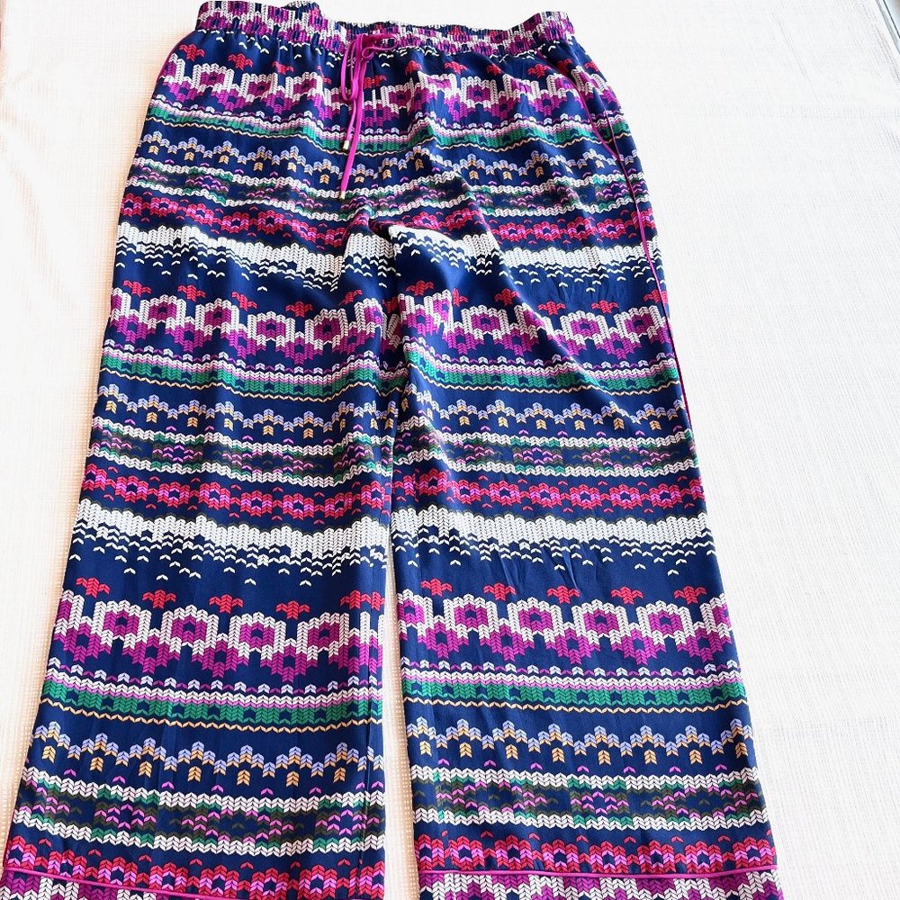 NWT Trina Turk 100% Silk Pants Boho Beach Resortwear Wide Leg